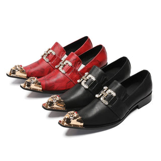 New Fashion Diamond decorate Wedding Party Dress Shoes Business Big Size Formal Shoes Man Pointed Toe Slip on Cow Leather Shoes