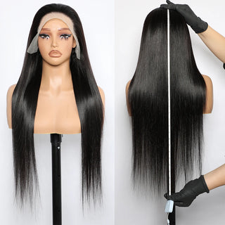 13X4 Lace Front Wig Human Hair Silky Straight Vietnamese Transparent Lace Natural Black Remy Hair