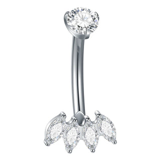 Titanium Gold Color Navel Piercings Marquise CZ Crystal Belly Button Rings Navel Earring Belly Piercings Ombligo Jewelry