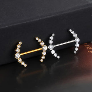 PVD Titanium Nipple Piercing Bar For Women 14G Bezel Set CZ Front Facing Barbell Nipple Shield Ring Sexy Body Jewelry