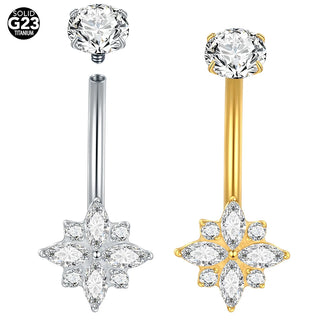 Titanium Gold Color Navel Piercings Marquise CZ Crystal Belly Button Rings Navel Earring Belly Piercings Ombligo Jewelry