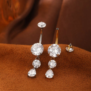 ASTM F136 Titanium 14G Dangle CZ Gem Belly Button Ring Cubic Zirconia Drop Pendant Navel Nail Sexy Body Piercing Jewelry