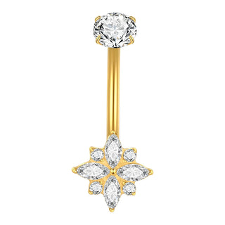 Titanium Gold Color Navel Piercings Marquise CZ Crystal Belly Button Rings Navel Earring Belly Piercings Ombligo Jewelry