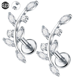 Titanium 16G Ear Cartilage Piercing Marquise CZ Flower Helix Conch Flat Back Rook Tragus Labret Lip Piercings Body Jewelry