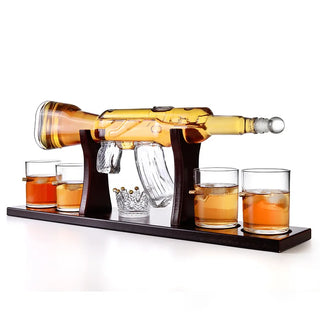 Elegant Gun Whiskey Shape Glass Wine Container Glass Wine Set Set Craft Wine Bottle