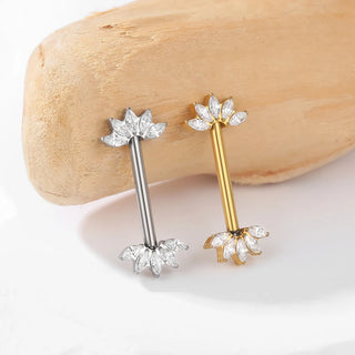 PVD Titanium Nipple Piercing Bar For Women 14G Bezel Set CZ Front Facing Barbell Nipple Shield Ring Sexy Body Jewelry