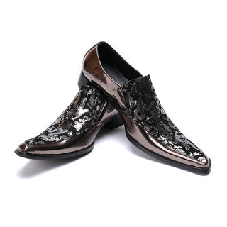 Fashion Patchwork Print Men Cow Leather Shoes Business Big Size Formal Shoes Wedding Party Dress Shoes Elegant Man Casual Shoes