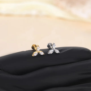 ASTM F136 Titanium 16G Square &Round CZ Labret Medusa Monroe Piercing Helix Cartilage Conch Tragus Lobe Stud Earring Jewelry