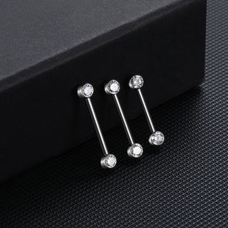 Titanium Nipple Piercing Jewelry CZ Bezel Tongue Nipple Bars Piercing for Breasts Sexy Piercing Mamilo for Women 12-20mm