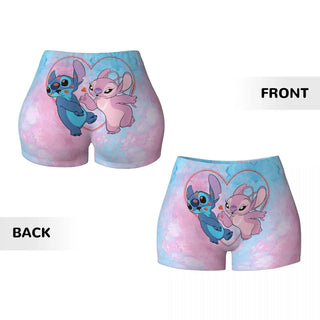 Custom Lilo And Stitch Volleyball Biker Gym Shorts Women's Anime Cartoon Athletic Workout Yoga Shorts