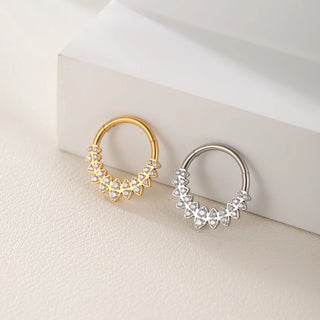 Marquise CZ Hinged Segment Piercing Titanium Septum Clicker Nose Hoop Ring Tragus  Upper Lobe Piercing Cartilage Earring