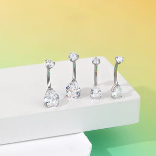 Gold Color CZ  Titanium Navel Nail Piercings Round Heart Drop Zircon Belly Button Rings Piercing Ombligo Women Jewelry
