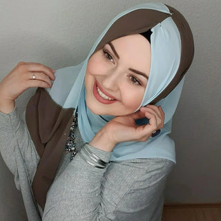 Islamic Scarf Women Luxury Blue Chiffon Hijab Abaya Hijabs For Woman Abayas Jersey Muslim Dress Turbans Head Instant Head Wrap
