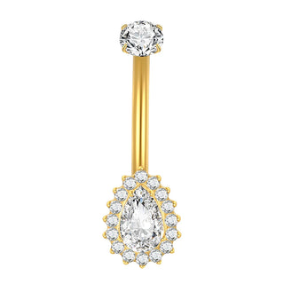 Titanium Gold Color Navel Piercings Marquise CZ Crystal Belly Button Rings Navel Earring Belly Piercings Ombligo Jewelry