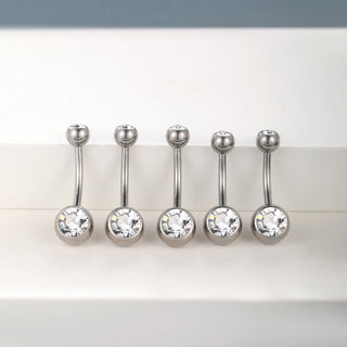 G23 Titanium 14G Gold Color Belly Button Rings Navel Nombril Piercing CZ Gem 6/8/10/12mm Bar Belly Piercing Sexy Jewelry