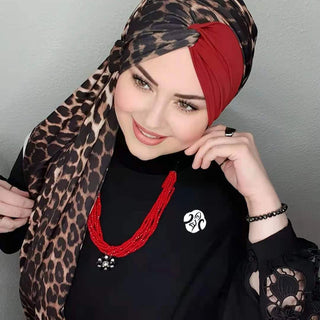 Islam scarf hijab Leopard Stitching abaya modal femme musulman foulard femme hijabs for woman jersey bonnet turban women scarf