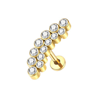 PVD Titanium PIERC Labret Stud Double CZ Paved Ear Cartilage Tragus Helix Earrings Lip Ring Daith Piercing Gift for Women