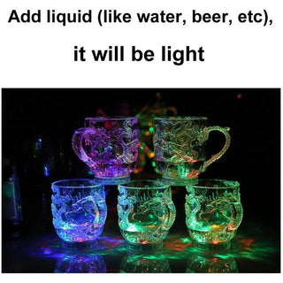 1pcs Color-Changing Luminous LED Dragon Cup Water Activated Lights Beer Coffee Milk Tea Wine Whisky Bar Mug Travel Creative Gift