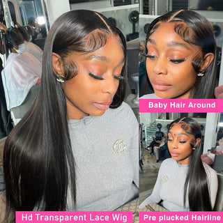 Transparent 360 Lace Frontal Wig 4x4 Lace Closure Wig Straight 13x6 Lace Front Human Hair Wigs For Black Women 30 32 34Inches Thomas Family Essentials