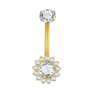 Titanium Gold Color Navel Piercings Marquise CZ Crystal Belly Button Rings Navel Earring Belly Piercings Ombligo Jewelry