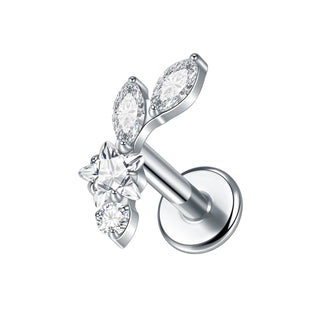 Titanium Ear Cartilage Piercings Flat Back Stud Earring Internal Thread Butterfly Cross CZ Helix Tragus Piercing Jewelry 16G