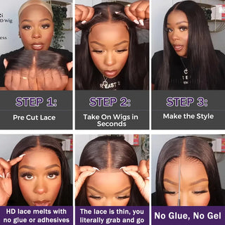 Glueless Wig Human Hair Ready To Wear Preplucked Straight Human Hair Wigs 5x5 Lace Closure Pre Cut 13x4 Lace Front Wigs Thomas Family Essentials