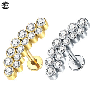 PVD Titanium PIERC Labret Stud Double CZ Paved Ear Cartilage Tragus Helix Earrings Lip Ring Daith Piercing Gift for Women