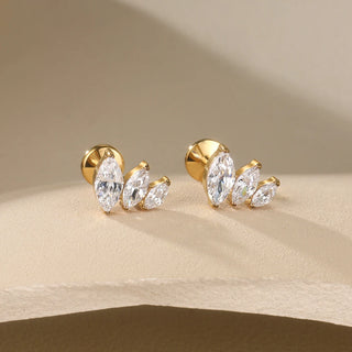 G23 Titanium Ear Cartilage Piercing Moon Heart Crystal Flat Back Ear Studs Tragus Helix Earrings Sexy Jewelry for Women