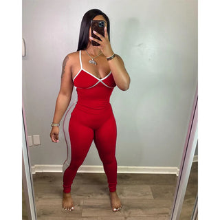 5Pcs Bulk Wholesale Women Jumpsuits Sexy Spaghetti Strap Back Bandage Rompers Ladies Summer Patchwork Elastic Slim Overalls 8115