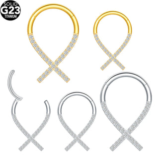 Marquise CZ Hinged Segment Piercing Titanium Septum Clicker Nose Hoop Ring Tragus  Upper Lobe Piercing Cartilage Earring