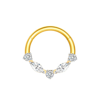 Marquise CZ Hinged Segment Piercing Titanium Septum Clicker Nose Hoop Ring Tragus  Upper Lobe Piercing Cartilage Earring
