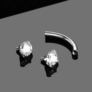 Titanium Zircon Eyebrow Piercing Crystal Curved Barbell Stud Helix Cartilage Lobe Earring Fashion Body Piercing Jewelry