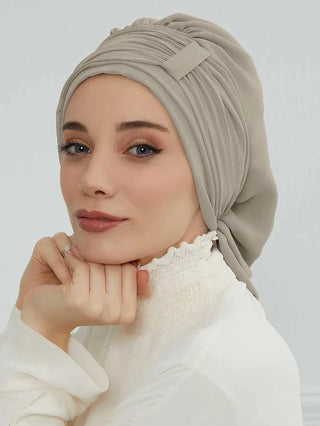Muslim Instant Turban Pure Color Stretch Inner Hat Hijabs For Caps Ready To Wear Women Head Scarf Under Bonnet