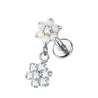 Titanium 16G Ear Cartilage Piercing Marquise CZ Flower Helix Conch Flat Back Rook Tragus Labret Lip Piercings Body Jewelry