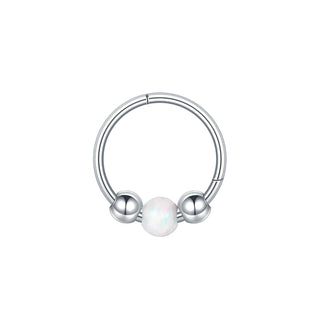Titanium Opal Bead Septum Clicker Nose Hoop Rings Hinged CZ Cartilage Earring Helix Rook Tragus Daith Lip Piercing Jewelry