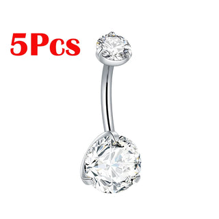 Gold Color CZ  Titanium Navel Nail Piercings Round Heart Drop Zircon Belly Button Rings Piercing Ombligo Women Jewelry