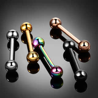 Titanium 14G 16G Tongue Ring Industrial Barbell Piercing Nipple Bar Tragus Helix Ear Piercing Stud Sexy Body Women Jewelry