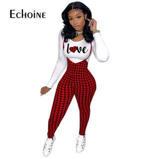 Sexy print Long-sleeved pants set Women Two Piece Set Short Sleeve Top And strap trousers Sets Clothes Outfit Thomas Family Essentials