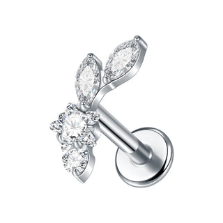 Titanium 16G Ear Cartilage Piercing Marquise CZ Flower Helix Conch Flat Back Rook Tragus Labret Lip Piercings Body Jewelry