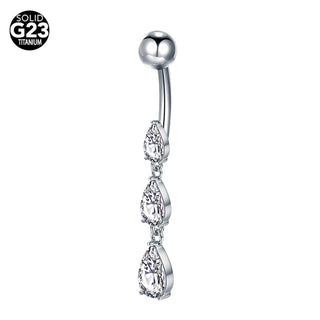 ASTM F136 Titanium 14G Dangle CZ Gem Belly Button Ring Cubic Zirconia Drop Pendant Navel Nail Sexy Body Piercing Jewelry