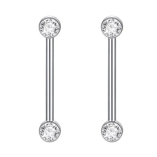 Titanium Nipple Piercing Jewelry CZ Bezel Tongue Nipple Bars Piercing for Breasts Sexy Piercing Mamilo for Women 12-20mm