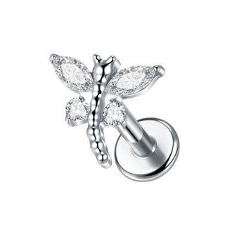 Titanium 16G Ear Cartilage Piercing Marquise CZ Flower Helix Conch Flat Back Rook Tragus Labret Lip Piercings Body Jewelry