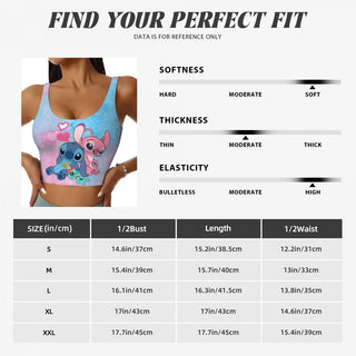 Custom Stitch Angel Workout Crop Tank Tops for Women Anime Yoga Sports Bras