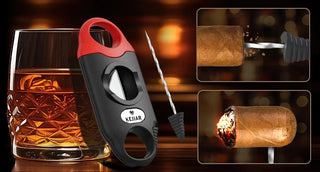 Travel Cigar Case Cigar Humidor with Multifunctional V Cutter,Cedar Wood Cigar Humidor Box with Gift Box,Portable for 3 Cigars