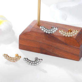 PVD Titanium PIERC Labret Stud Double CZ Paved Ear Cartilage Tragus Helix Earrings Lip Ring Daith Piercing Gift for Women