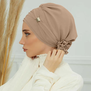 Plain Muslim Instant Turban Hat Inner Hijabs Caps Women Islamic Bandana Bonnet India Hats Female Headwrap Turbante Mujer Flower