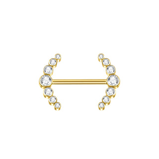 PVD Titanium Nipple Piercing Bar For Women 14G Bezel Set CZ Front Facing Barbell Nipple Shield Ring Sexy Body Jewelry