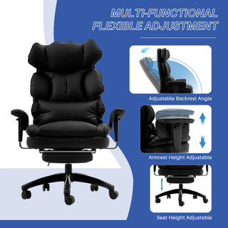 Heavy Duty Executive Office Chair w/ Adjustable Lumbar Support & Metal Base, High Back PU Leather Ergonomic Office Chair