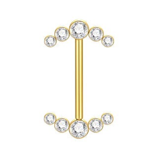 1PC Gold Color Nipple Piercings for Breasts CZ Flower Nipple Ring Sets 14G Titanium Nipple Shield Barbell Nipple Bars for Women