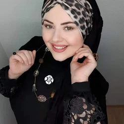 Islam scarf hijab Leopard Stitching abaya modal femme musulman foulard femme hijabs for woman jersey bonnet turban women scarf
